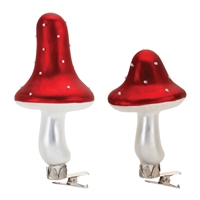 
Mushroom Clip Ornament (2 Asst) 4.25"H, 5.25"H Glass
90555
