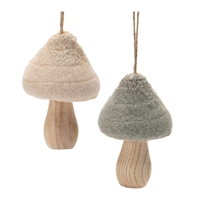 Mushroom Ornament (2 Asst)
2.75"H, 3.25"H Wood/Fabric
95323